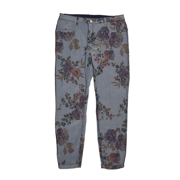 WOMEN WITH CONTROL NEW $64 Reversible Slim Ankle Jean Dark Indigo Floral 2P - Picture 4 of 5